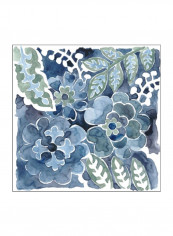Indigo Ornament IV Wall Poster White/Blue/Green 65x65x3.5centimeter