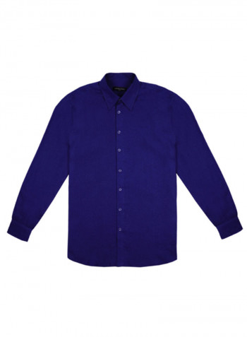 Stylish Collared Neck Shirt Navy Blue