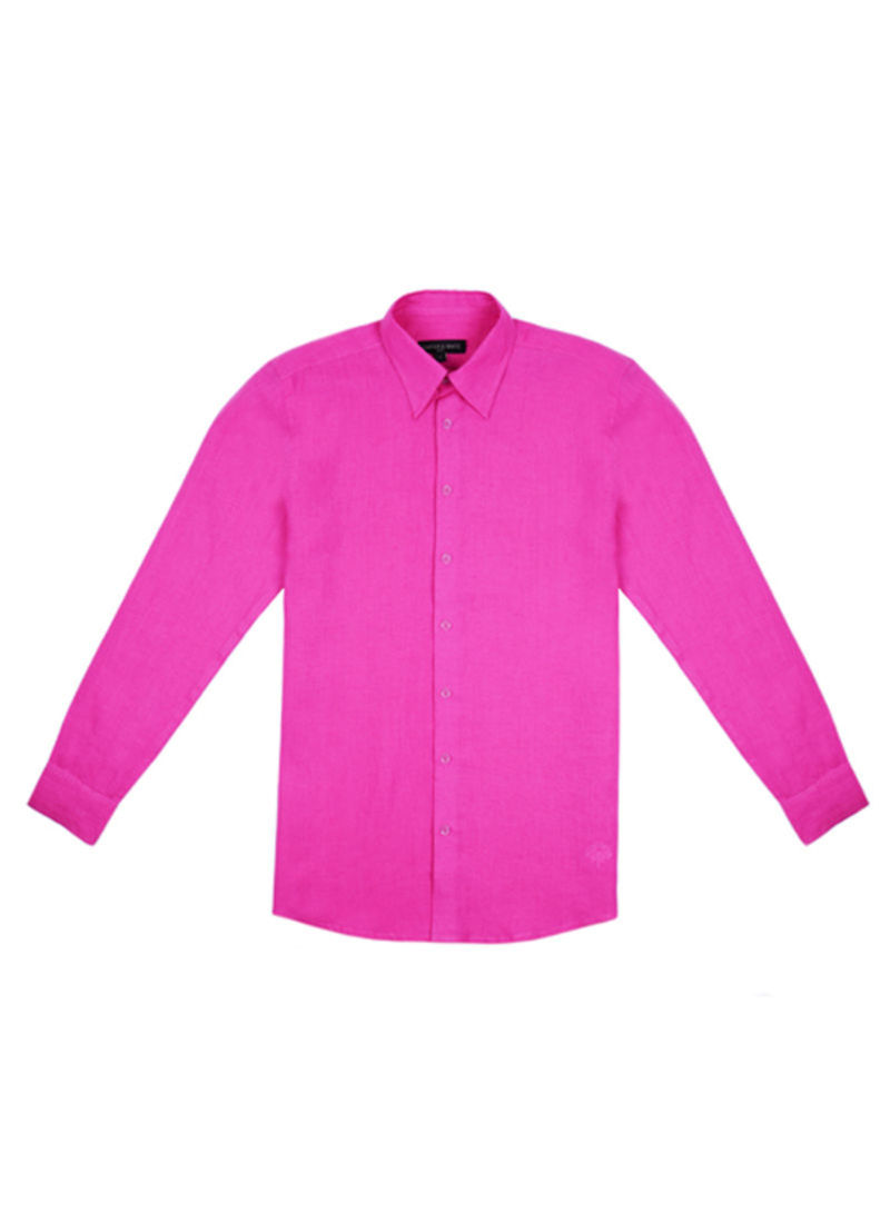 Stylish Collared Neck Shirt Pink