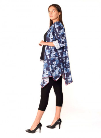 Asymmetrical Linen Jacket Blue