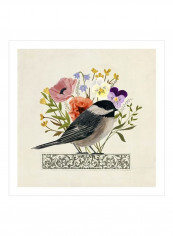 Avian Collage II Wall Poster Green/Yellow/Purple 80x80x3.5centimeter