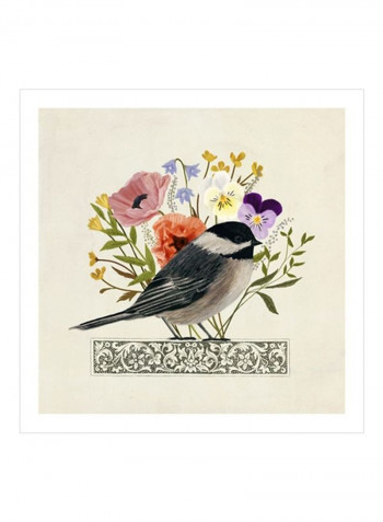 Avian Collage II Wall Poster Green/Yellow/Purple 80x80x3.5centimeter