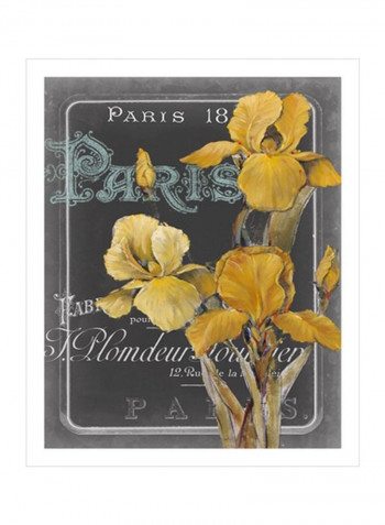 Chalkboard Paris IV Wall Poster Yellow/Green/White 80x85x3.5centimeter
