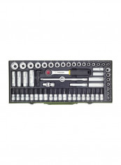 65-Piece Socket Set With Drive Ratchet Silver/Black/Green