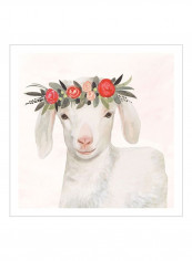 Garden Goat IV Wall Poster Beige/Pink/Green 80x80x3.5centimeter