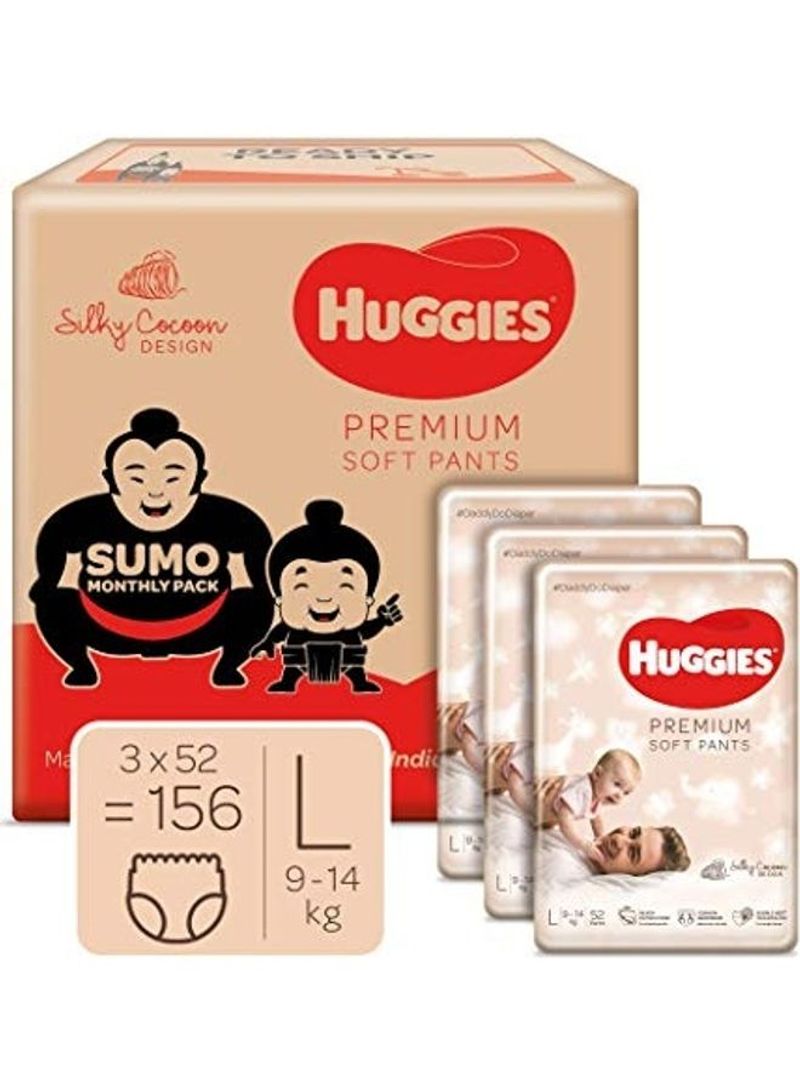Premium Soft Pants, Sumo Monthly Pack, 156 Count