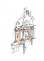 European Watercolor Sketches III Canvas Wall Poster White/Beige/Grey 80x85x3.5centimeter