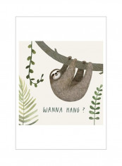 Sloth Sayings I Poster Brown/Green 75x75x3.5centimeter