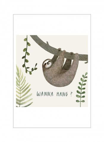 Sloth Sayings I Poster Brown/Green 75x75x3.5centimeter