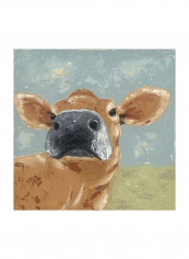 Farm Life-Cow Wall Poster Blue/Brown/Green 80x80x3.5centimeter