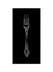 Ornate Cutlery on Black I Poster Black/White 75x90x3.5centimeter