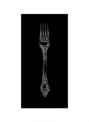 Ornate Cutlery on Black I Poster Black/White 75x90x3.5centimeter