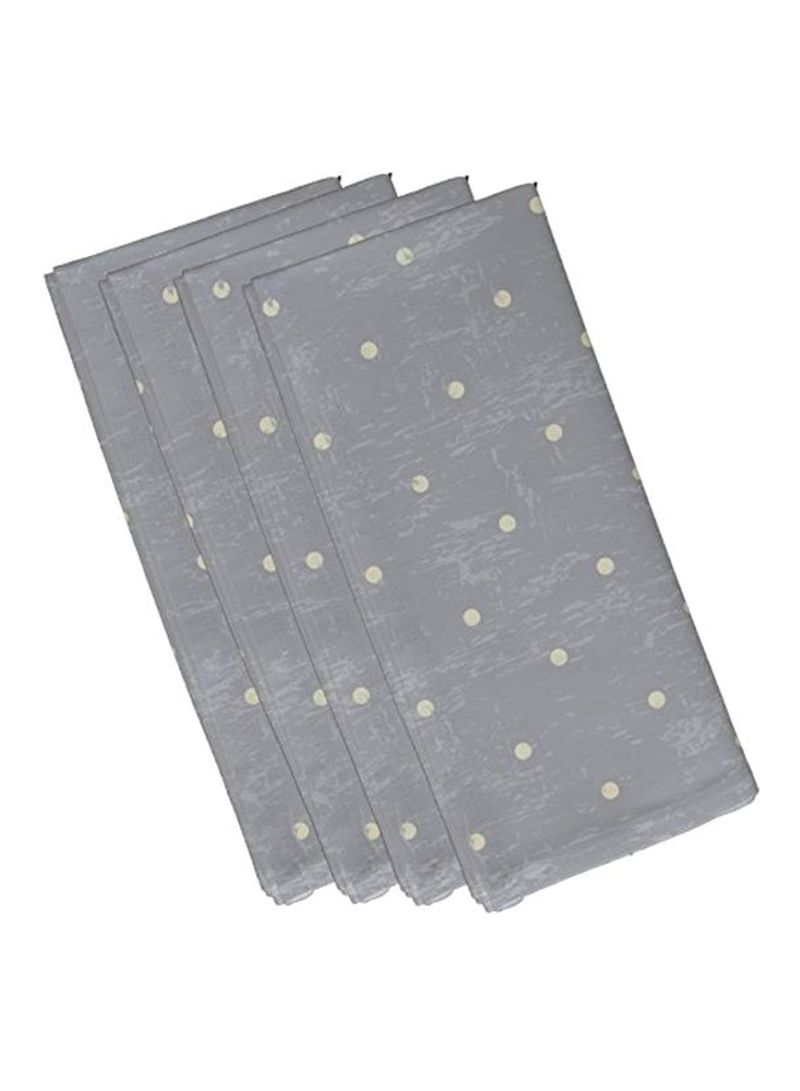 4-Piece Dot Printed Napkin Set Grey 19inch