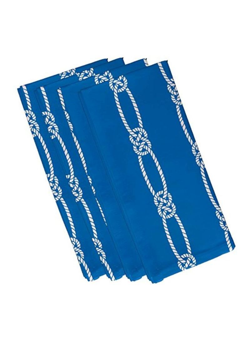 4-Piece Printed Napkin Set Blue/White 19x19x19inch