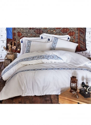 6-Piece Harem Eco Large Duvet Set Cotton White/Blue 280 x 280centimeter
