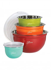 8-Piece Mixing Bowl Set With Lid Set Green/Orange/Blue