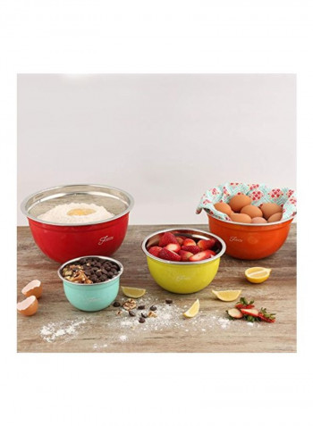 8-Piece Mixing Bowl Set With Lid Set Green/Orange/Blue