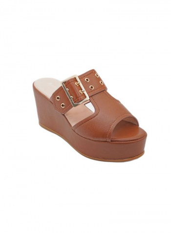 Formal Wedge Sandal Brown