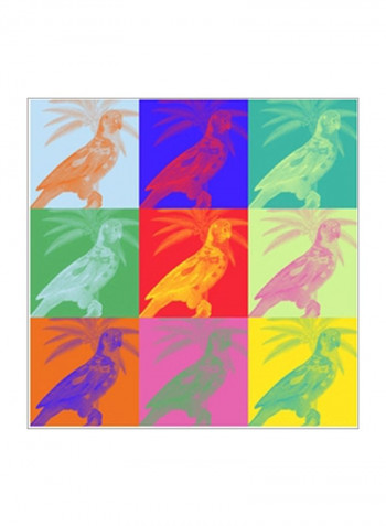 Parrot Party II Poster Pink/Green/Red 75x75x3.5centimeter