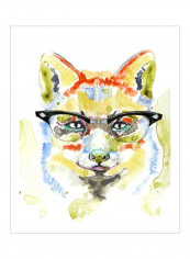 Smarty-Pants Fox Canvas Print Green/Orange/Black 80x85x3.5centimeter
