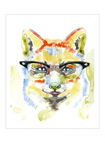 Smarty-Pants Fox Canvas Print Green/Orange/Black 80x85x3.5centimeter
