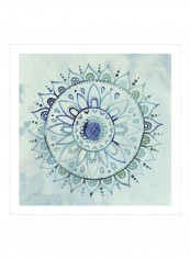 Watercolor Mandala I Wall Poster Green/Blue/Black 80x80x3.5centimeter