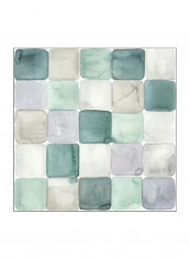 Watercolor Window Panes I Wall Poster White/Green/Grey 75x75x3.5centimeter