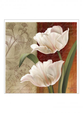 French Tulip Collage I Wall Poster Beige/White/Red 75x75x3.5centimeter