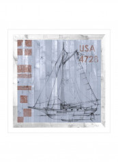 Regatta I Wall Poster Blue/Brown/Black 80x80x3.5centimeter