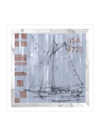 Regatta I Wall Poster Blue/Brown/Black 80x80x3.5centimeter