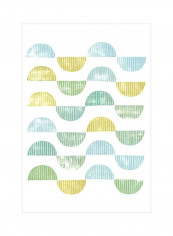 Semi Circle Block Print I Wall Poster White/Green/Blue 75x80x3.5centimeter