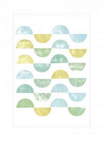 Semi Circle Block Print I Wall Poster White/Green/Blue 75x80x3.5centimeter