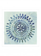 Watercolor Mandala II Wall Poster Green/Blue/Black 80x80x3.5centimeter