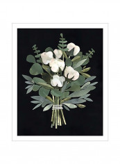 Cut Paper Bouquet I Poster Green/White 80 x85 x3.5centimeter