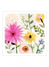Floral Pop I Wall Poster Pink/Yellow/Grey 80x80x3.5centimeter