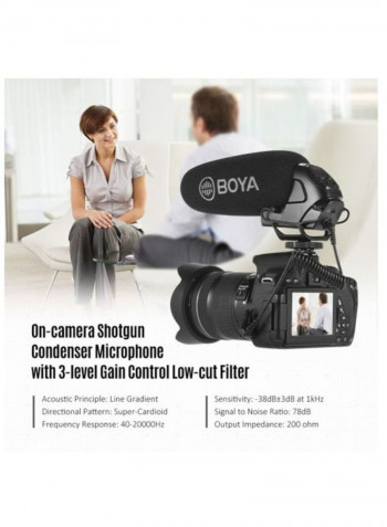 BY-BM3031 On-Camera Shotgun Condenser Microphone Mic LU-D6224 Black