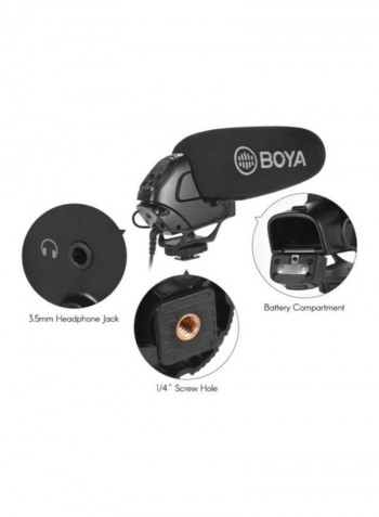 BY-BM3031 On-Camera Shotgun Condenser Microphone Mic LU-D6224 Black