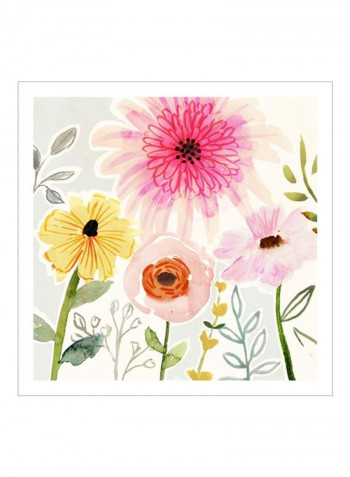 Floral Pop II Wall Poster Pink/Yellow/Grey 80x80x3.5centimeter