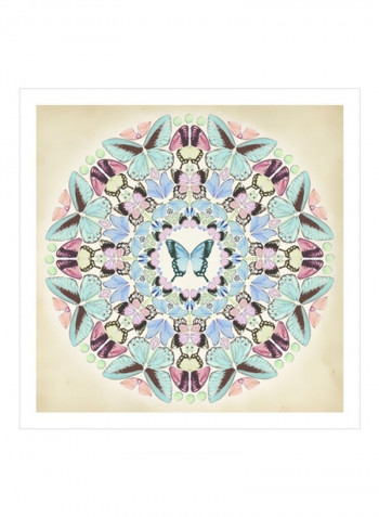 Prosperity Mandala IV Wall Poster Beige/Blue/Green 80x80x3.5centimeter