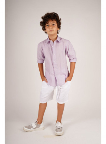 Stylish Collared Neck Shirt Lilac Purple