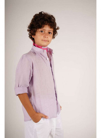 Stylish Collared Neck Shirt Lilac Purple