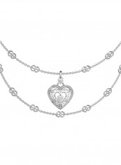 925 Sterling Silver Cubic Zircon Studded Heart Pendant Necklace