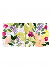 Vivid Blooming Themed Wall Poster Green/Pink/Purple