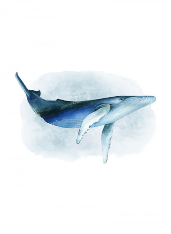 Watercolour Humpback I Poster Blue/White