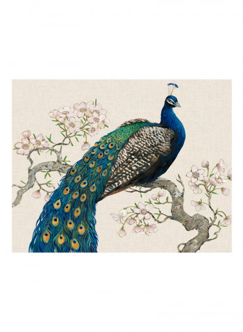 Peacock & Blossoms I Poster Multicolour