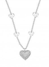 925 Sterling Silver Cubic Zirconia Studded Heart Pendant Necklace
