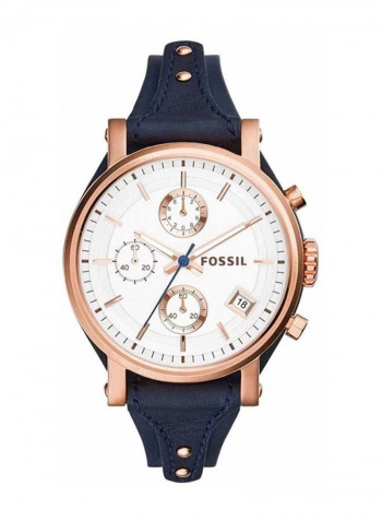 Women's Leather Analog Quartz Watch ES3838