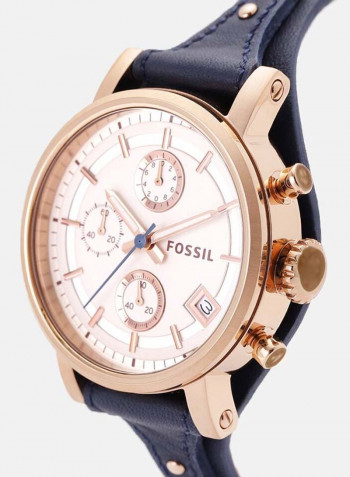 Women's Leather Analog Quartz Watch ES3838