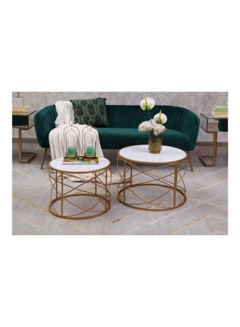 2-Piece Crypton End Table Set Golden/White