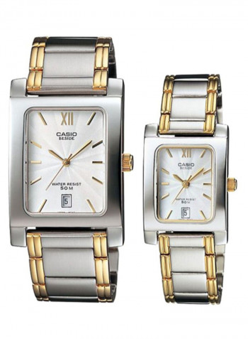 Beside Analog Couple Watch Set BEM/BEL-100SG-7AV